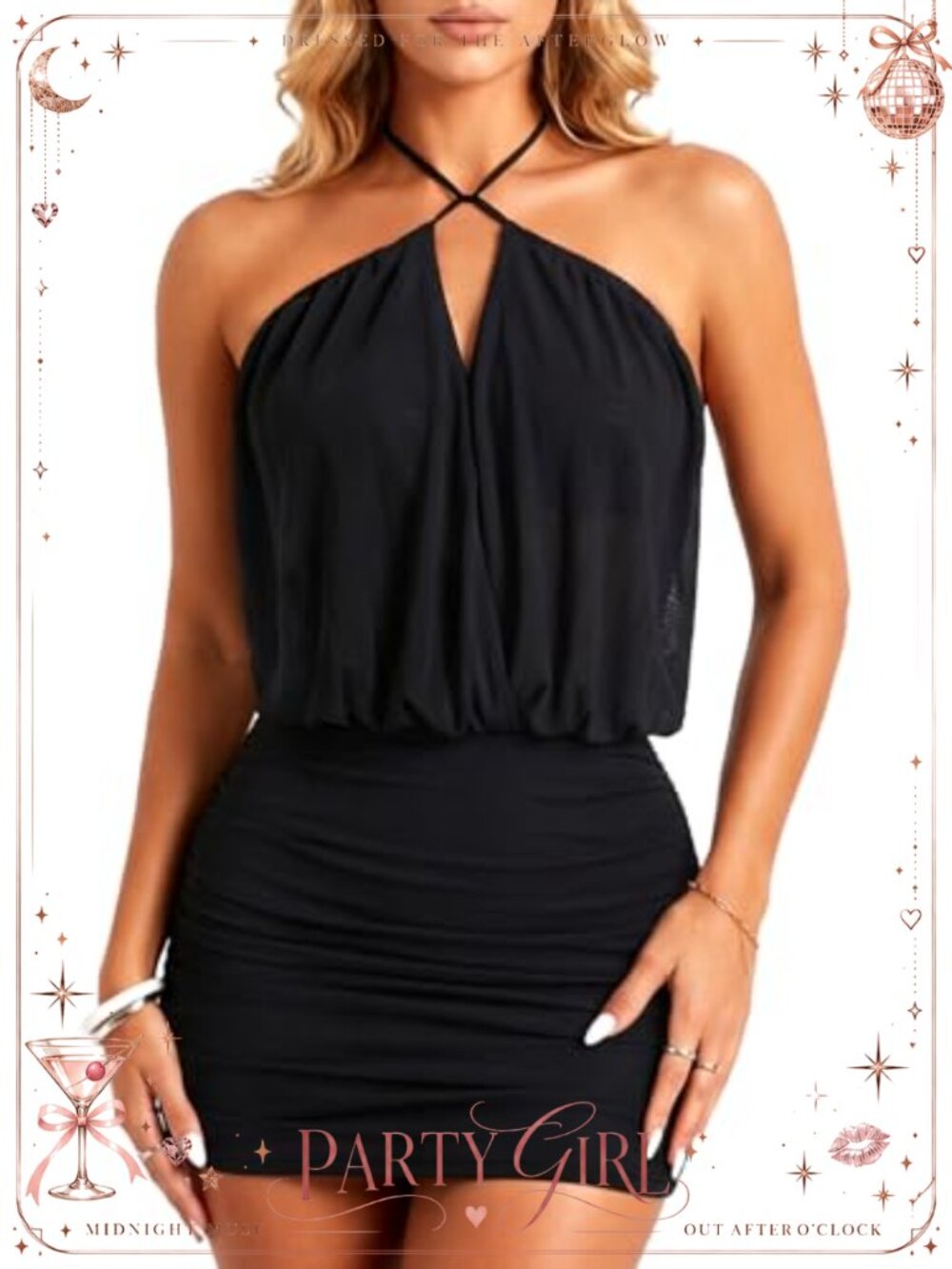 Women Halter Mini Dress Backless Bodycon Sleeveless Cocktail Party
